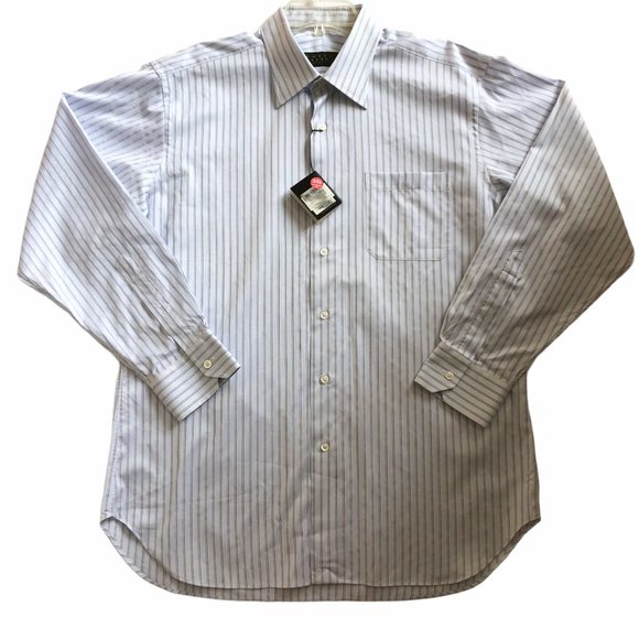 NWT Robert Talbott Dress Shirt White/Blue Striped
